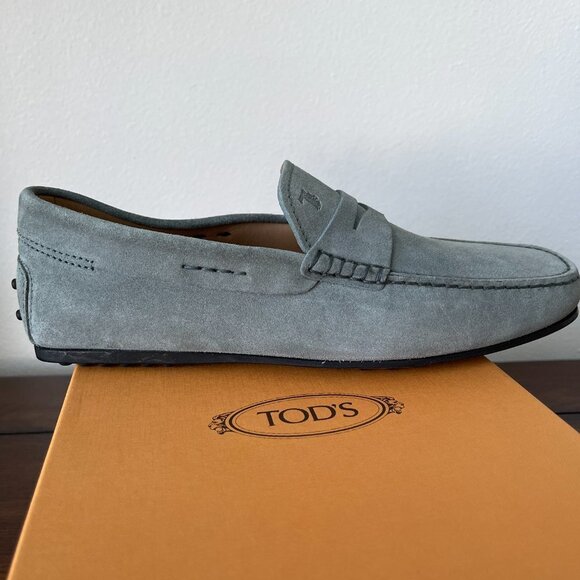 Tod's Men's Blue Suede Penny Loafer Shoes, XXM0LR00011RE0B211 - Picture 3 of 11